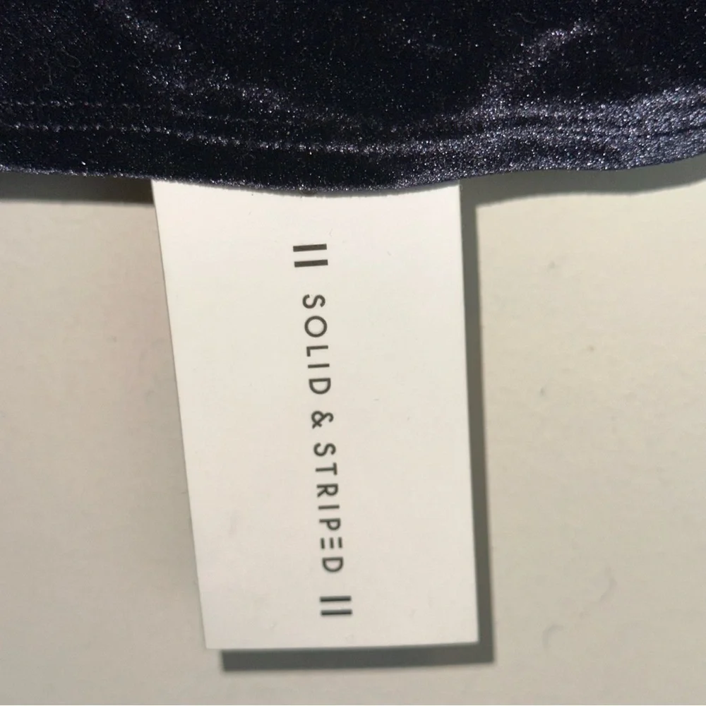 Solid & Striped Velvet Black Swim Top Womens Small Classic Goth Grunge Beach Y2K - Picture 4 of 9